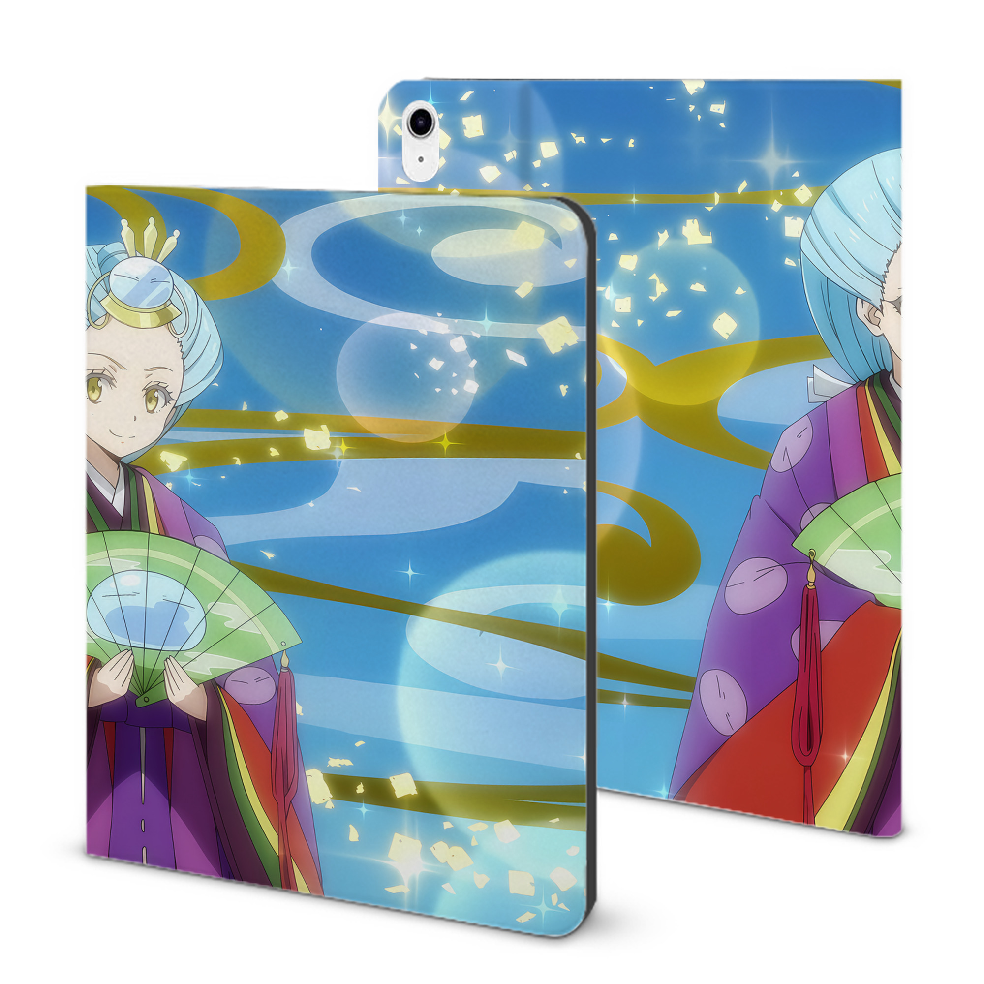 （画像用） 転スラ Regarding Reincarnated to Slime IPad ケース ブック型 PUレザー TPU 耐衝撃 軽量 薄型 ペン収納なし 全面保護 IPad 各モデル対応